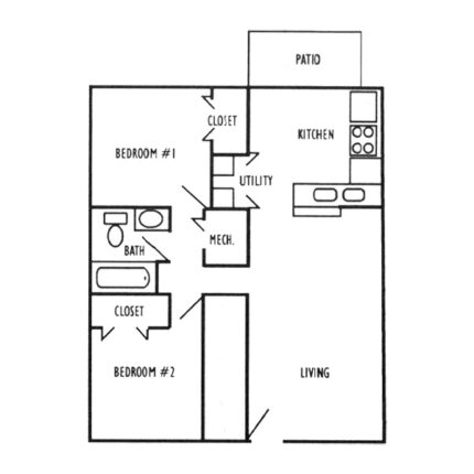 Prairie Village Residences, 2 Bedroom Floorplan