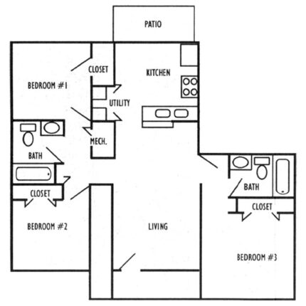 Prairie Village Residences, 3 Bedroom Floorplan
